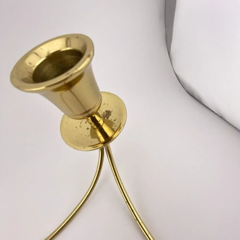 Vtg Partylite Modern Brass Candelabra 4 Taper Candle Holder Centerpiece MCM - Picture 6 of 11